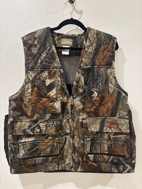 Quail Unlimited Vest Mens Medium Mossy Oak Camo Quilted Dove Hunter Game Hunting